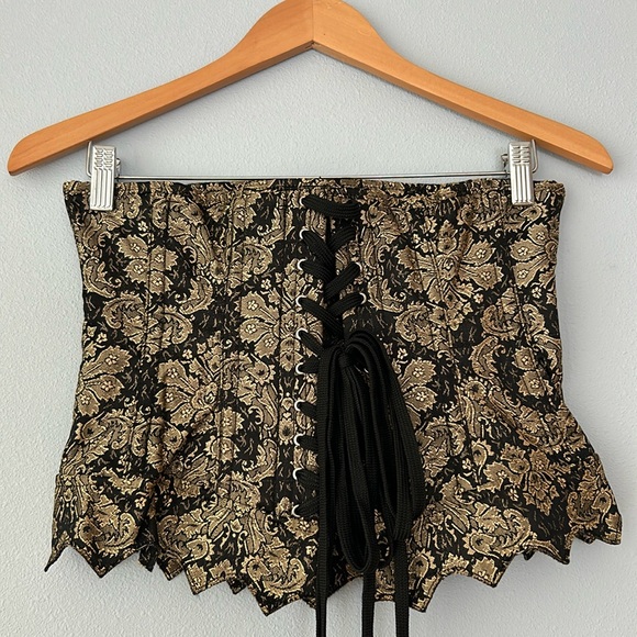 Heavy Red • Alice en Splendeur Dément - Gold & Red Brocade Heart Corset Sz Large - Picture 11 of 17